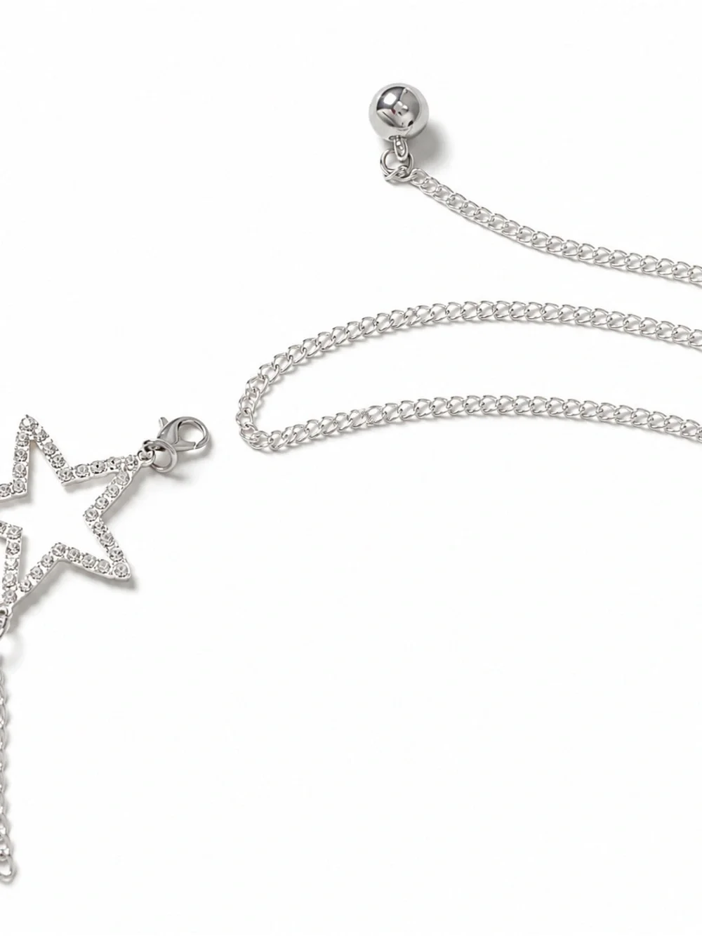 Rhinestone Star Chain Waist Belt Silver Multi Layer Drape Body Chain